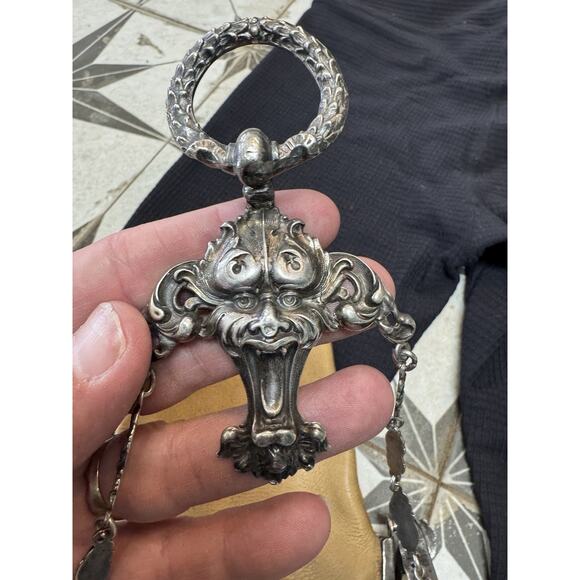 French Antique Sterling Silver Gargoyle Mascaron Frame Purse - Picture 9 of 14